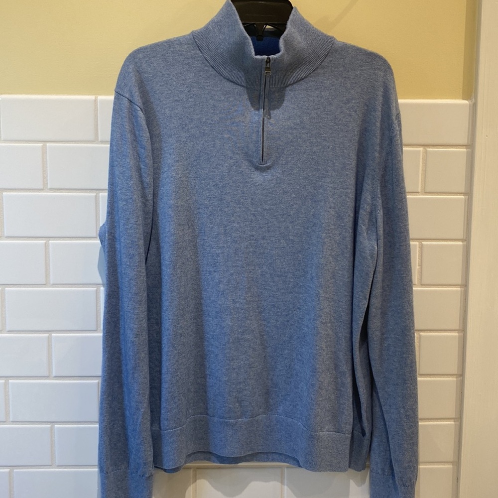 Soft Blue Banana Republic Zip Up Cashmere Blend Sweater - Size XL